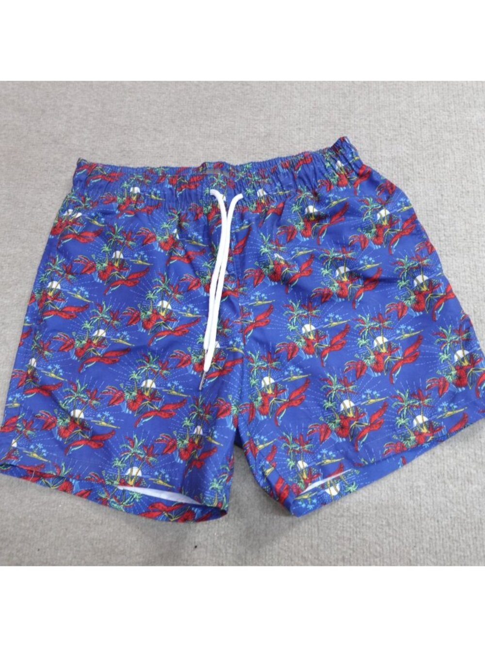 Slate & Stone Swim Shorts Medium Blue Trunks Palm Trees All Over Lined